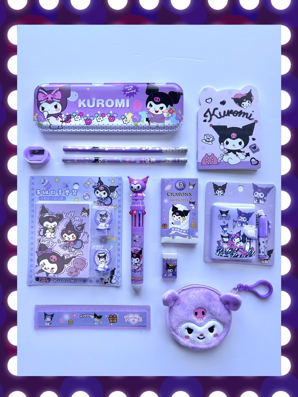 💜(KUR343) Kuromi Adorable 11-Piece Stationary Mini Fun Bundle!